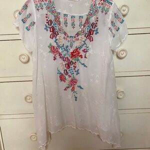 Johnny Was White Tunic Top